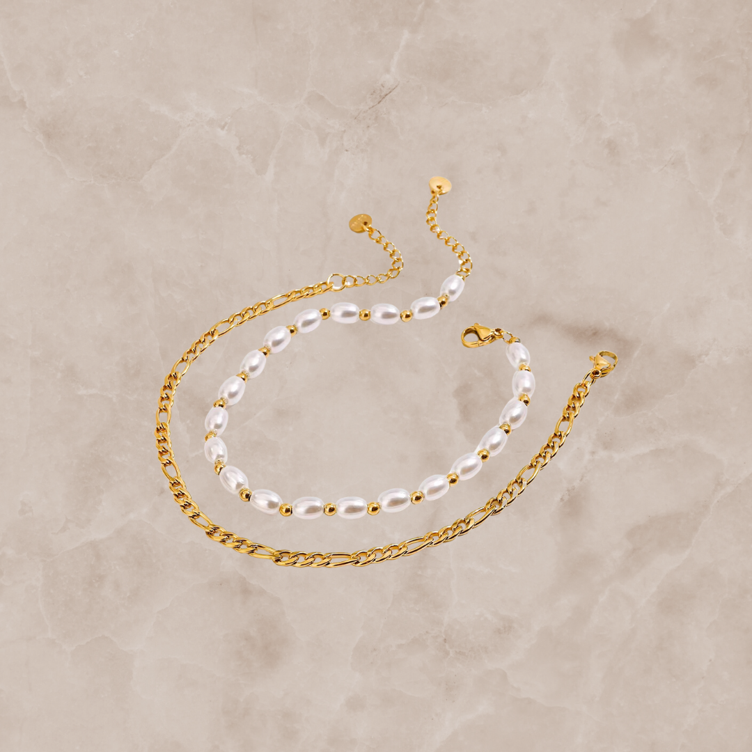 Gold Disk Anklet Adorned With Brown Gold Beads by Kataleya