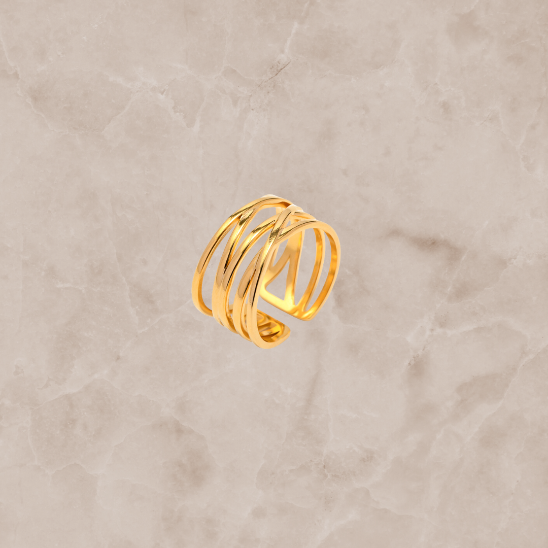 Gold pearl tassel ring by Kataleya