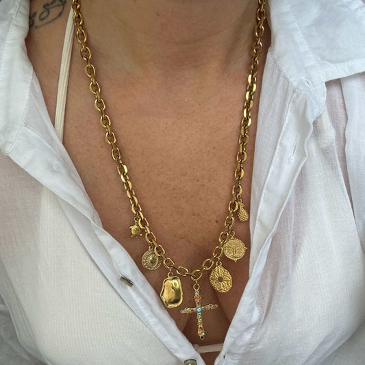 Personalised Chunky Cable Chain with Charms in Gold - Kataleya