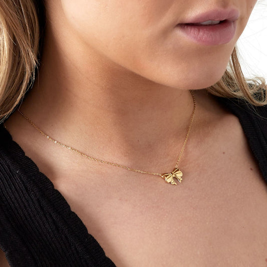Bow Gold Necklace by Kataleya