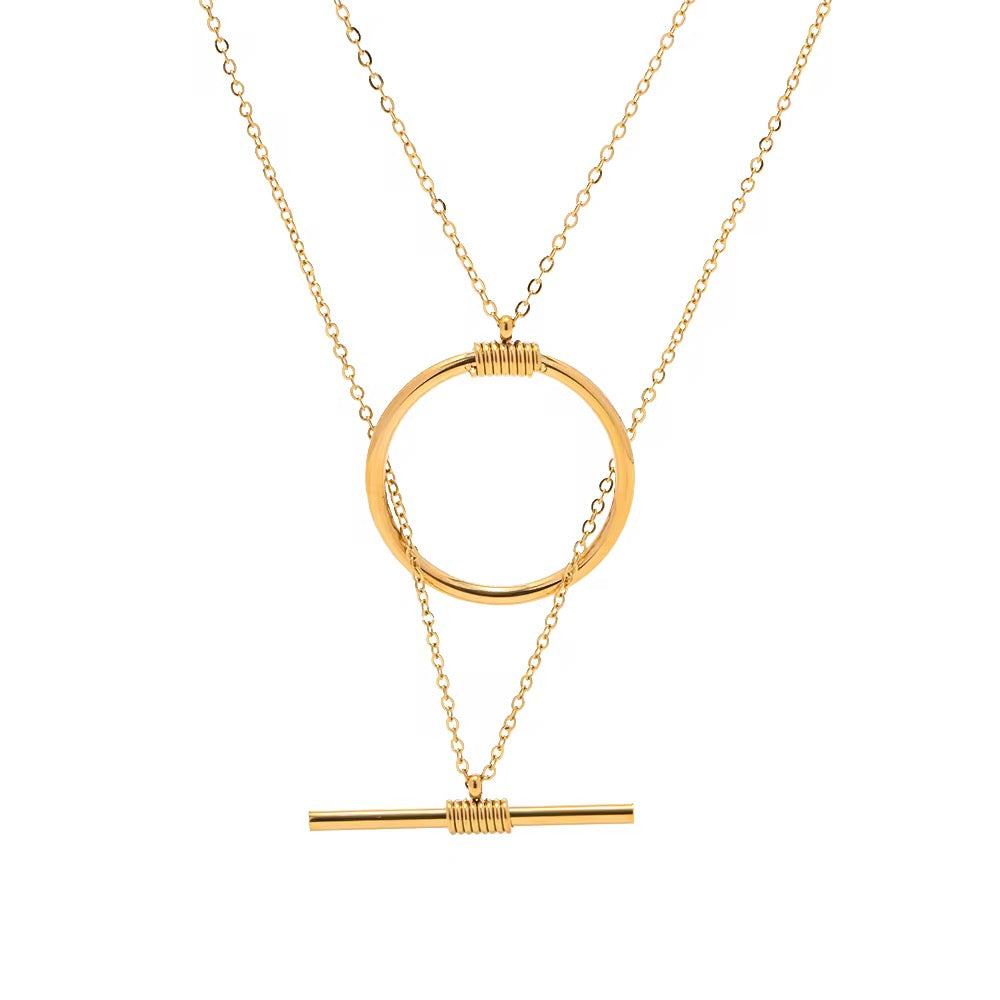 Gold Layered T-Bar Necklace by Kataleya