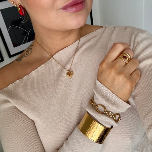 Scarlett Love Red Heart Gold Pendant Necklace by Kataleya