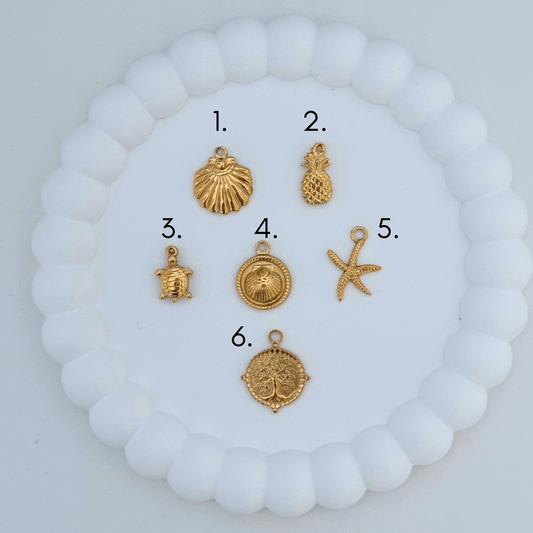 Explore beach motif charms for charm jewelry by Kataleya.