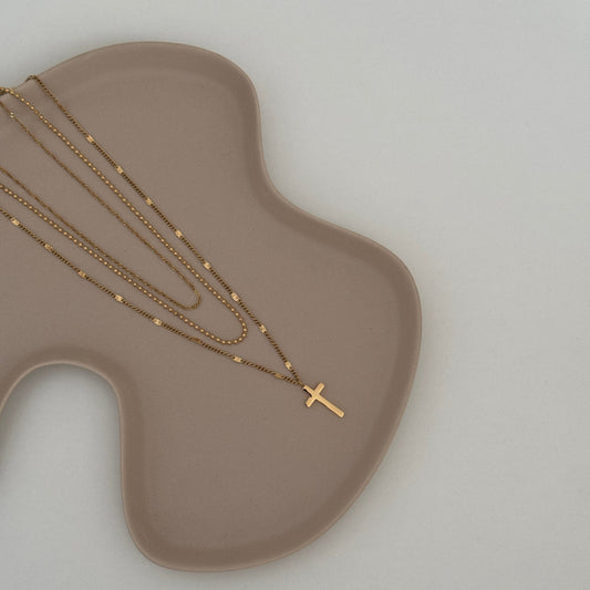 Layered Cross Gold Necklace - Waterproof & Tarnish Free by Kataleya