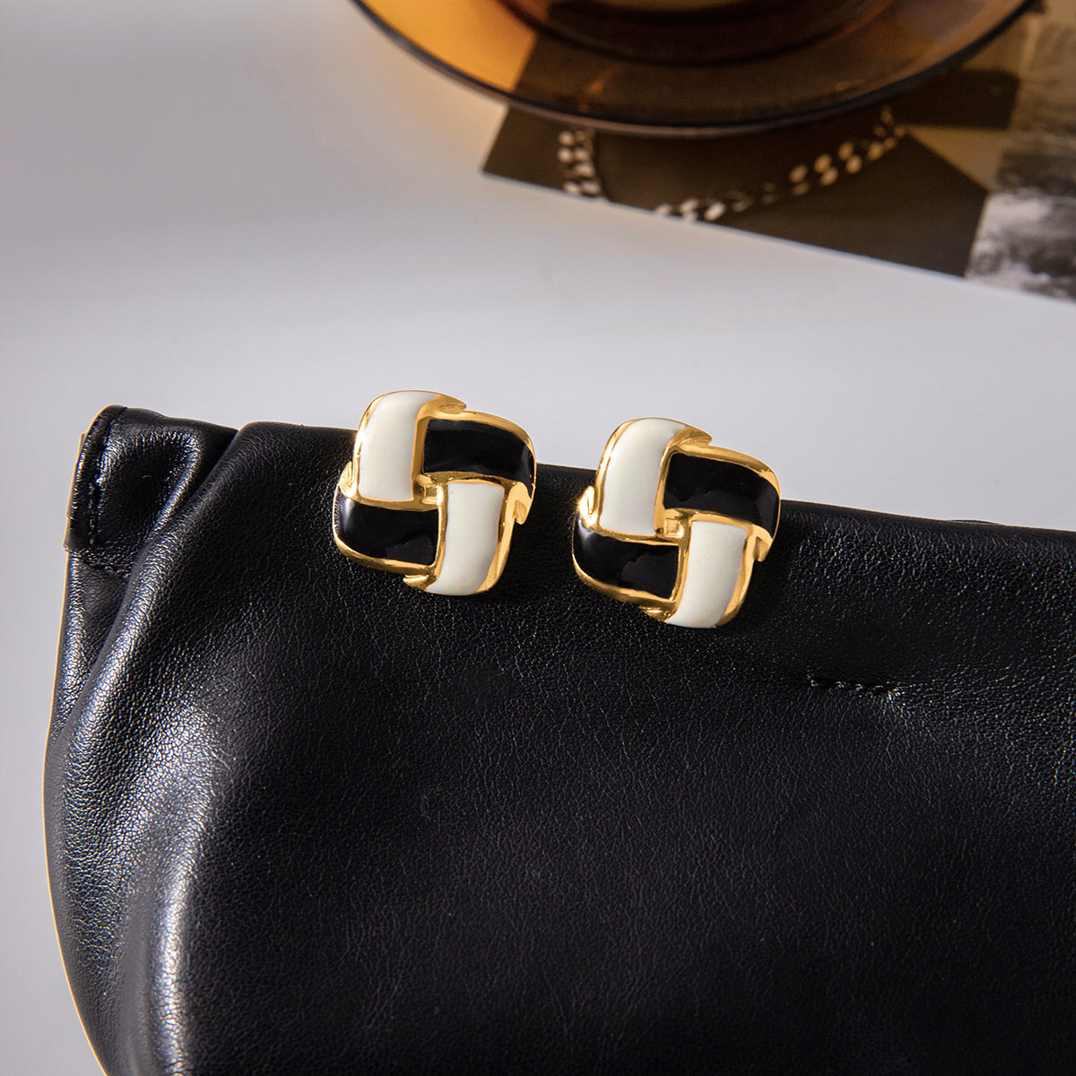 Noir Chic Enamel Earrings | Waterproof & Tarnish Free