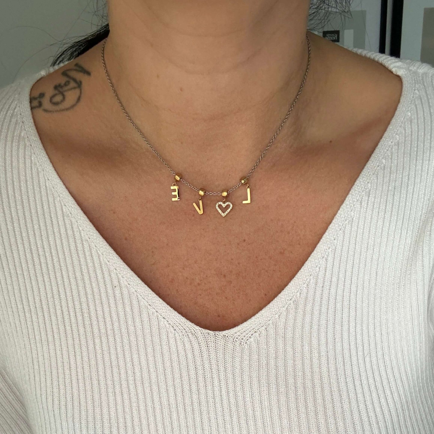 Gold & Silver Love Charms Necklace By Kataleya