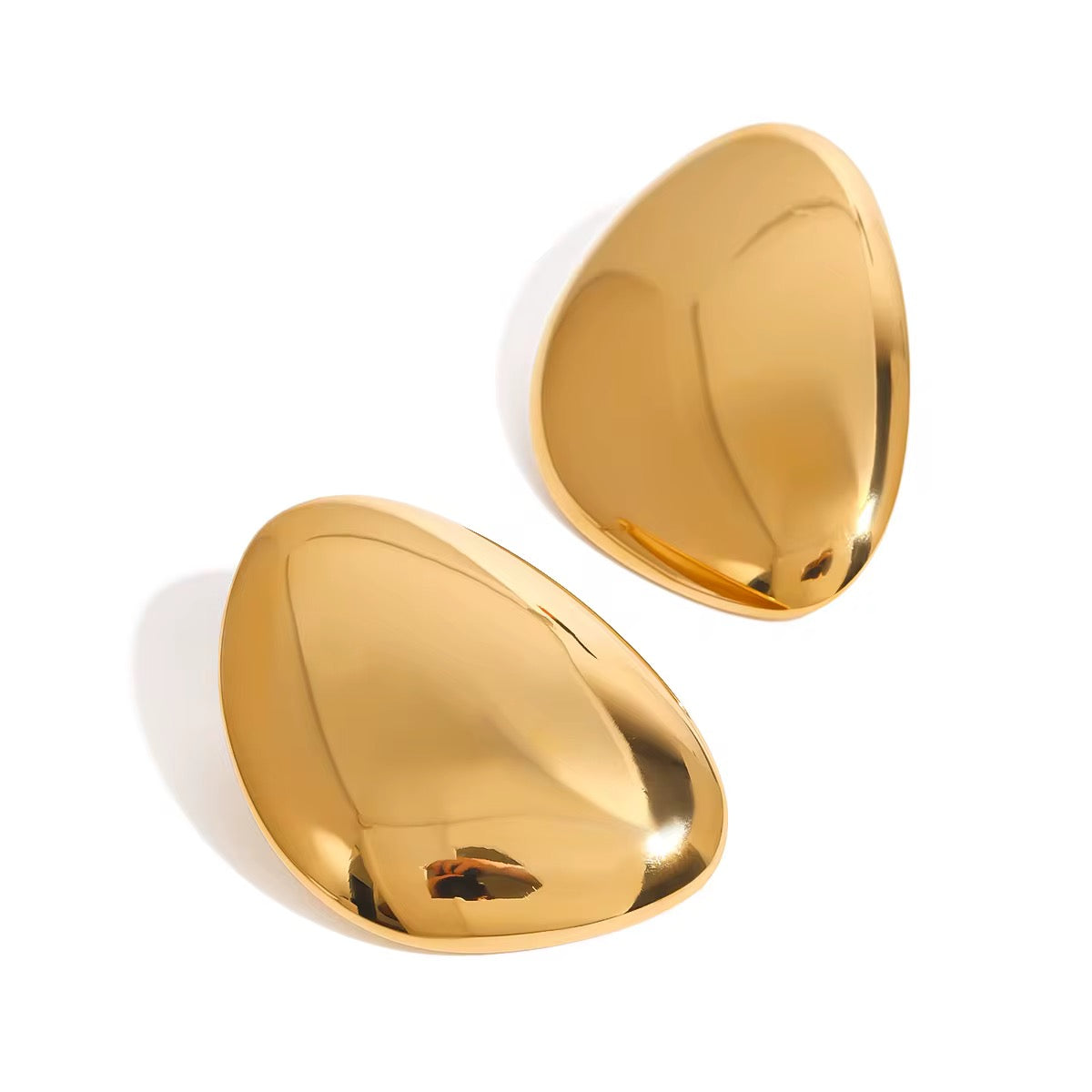 Sea Stone Gold Statement Stud Earrings By Kataleya