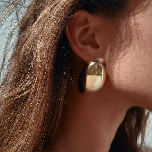 Sea Stone Gold Statement Stud Earrings By Kataleya