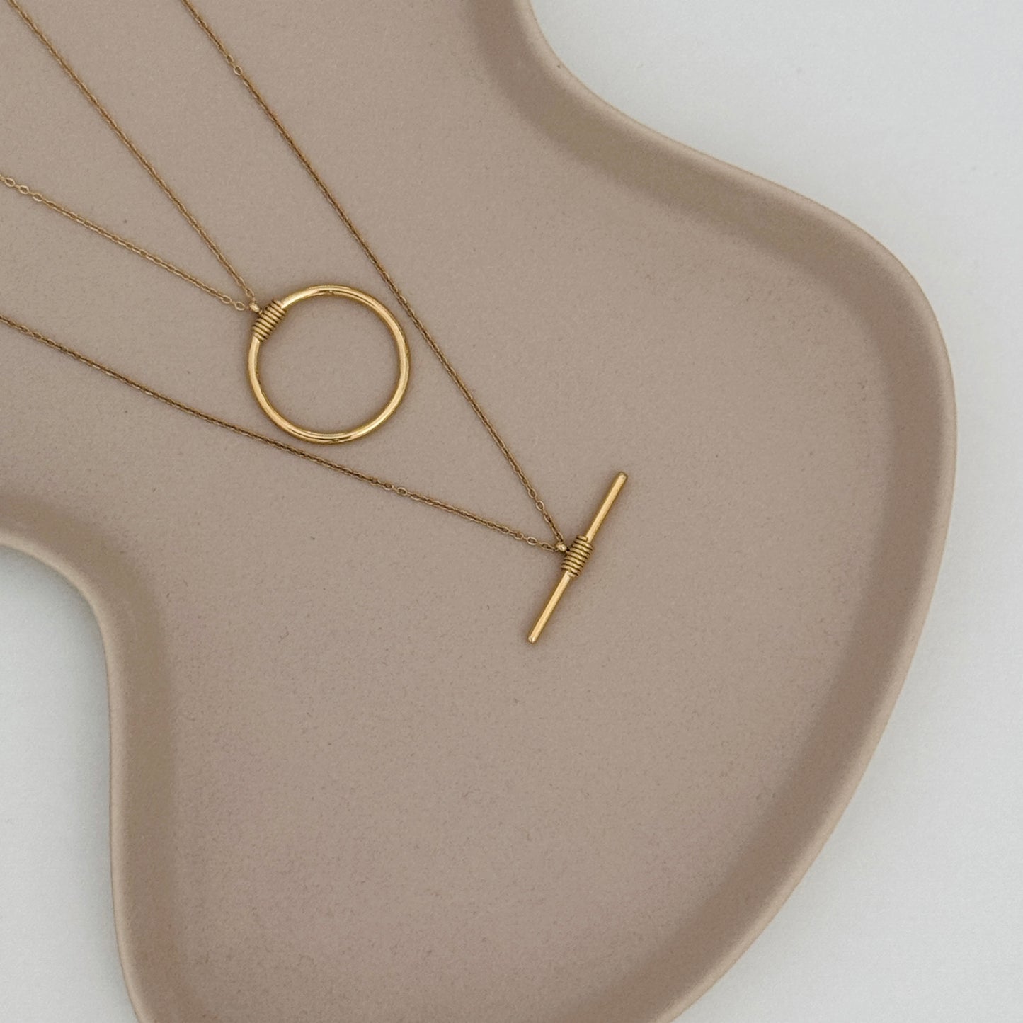Gold Layered T-Bar Necklace by Kataleya