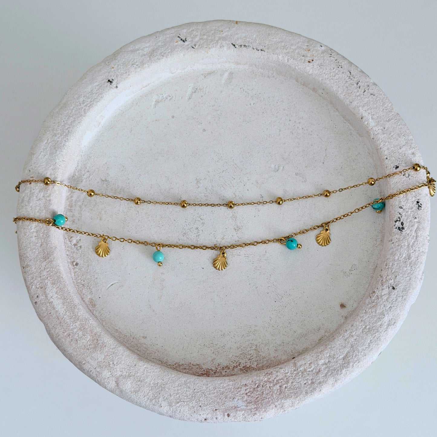 Nera Anklet | Gold Turquoise Shell Anklet