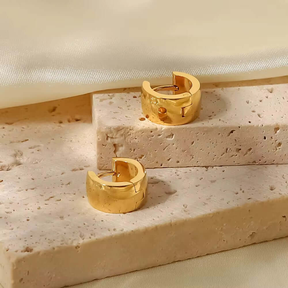 Maria Gold Halo Huggies Earrings by Kataleya