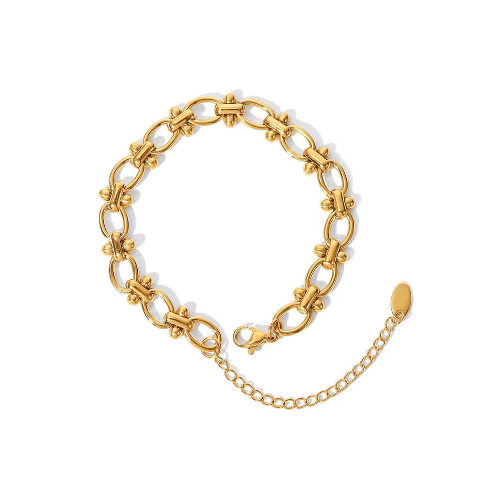 Golden Horizon Chain Bracelet, gold plated stainless steel links accented by subtle bead details, by Kataleya