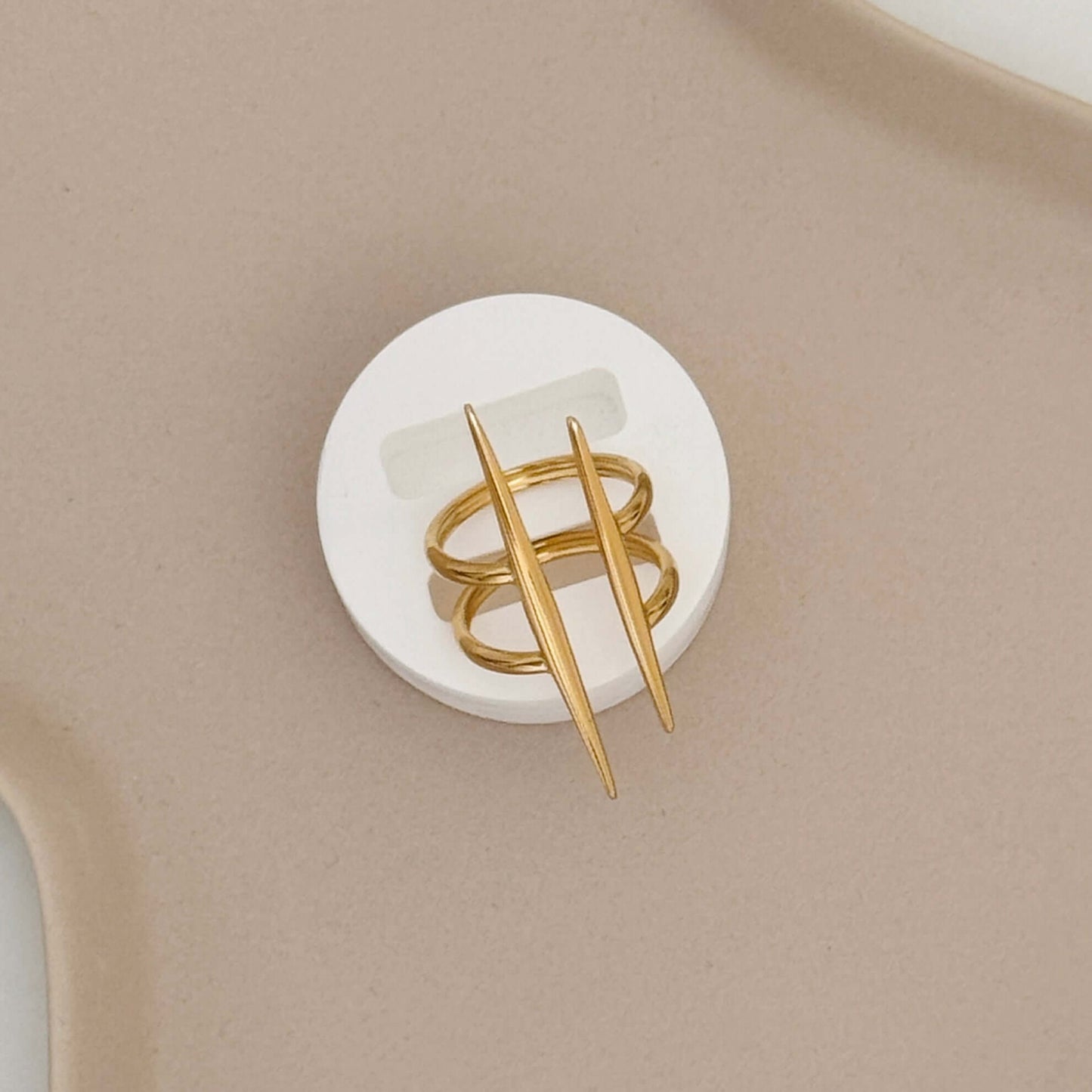 The Edge Ring , geometric, double line, adjustable, gold ring by Kataleya