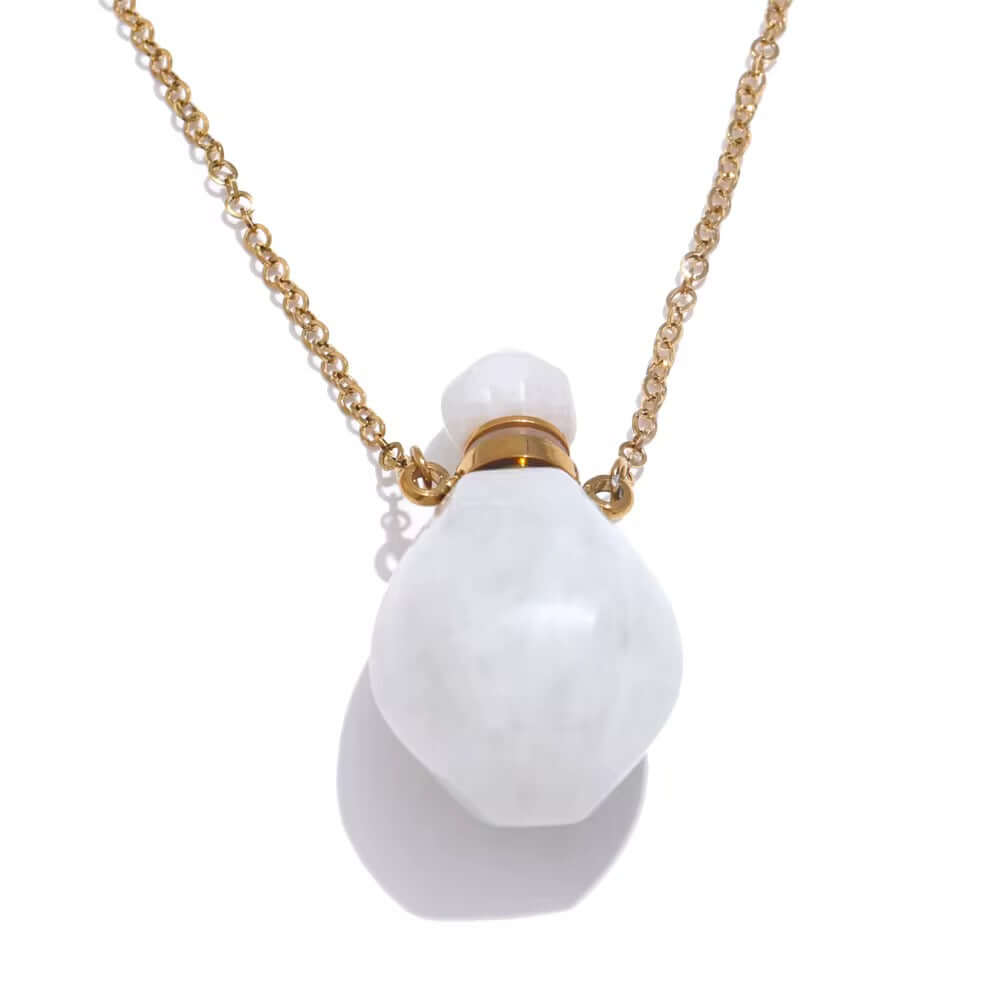 Tide Essence Parfum, Potion Bottle , White Crystal Necklace by Kataleya Jewellery