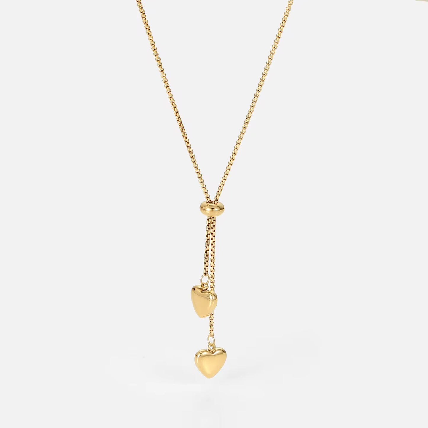 Double Love Hearts Gold Necklace by Kataleya