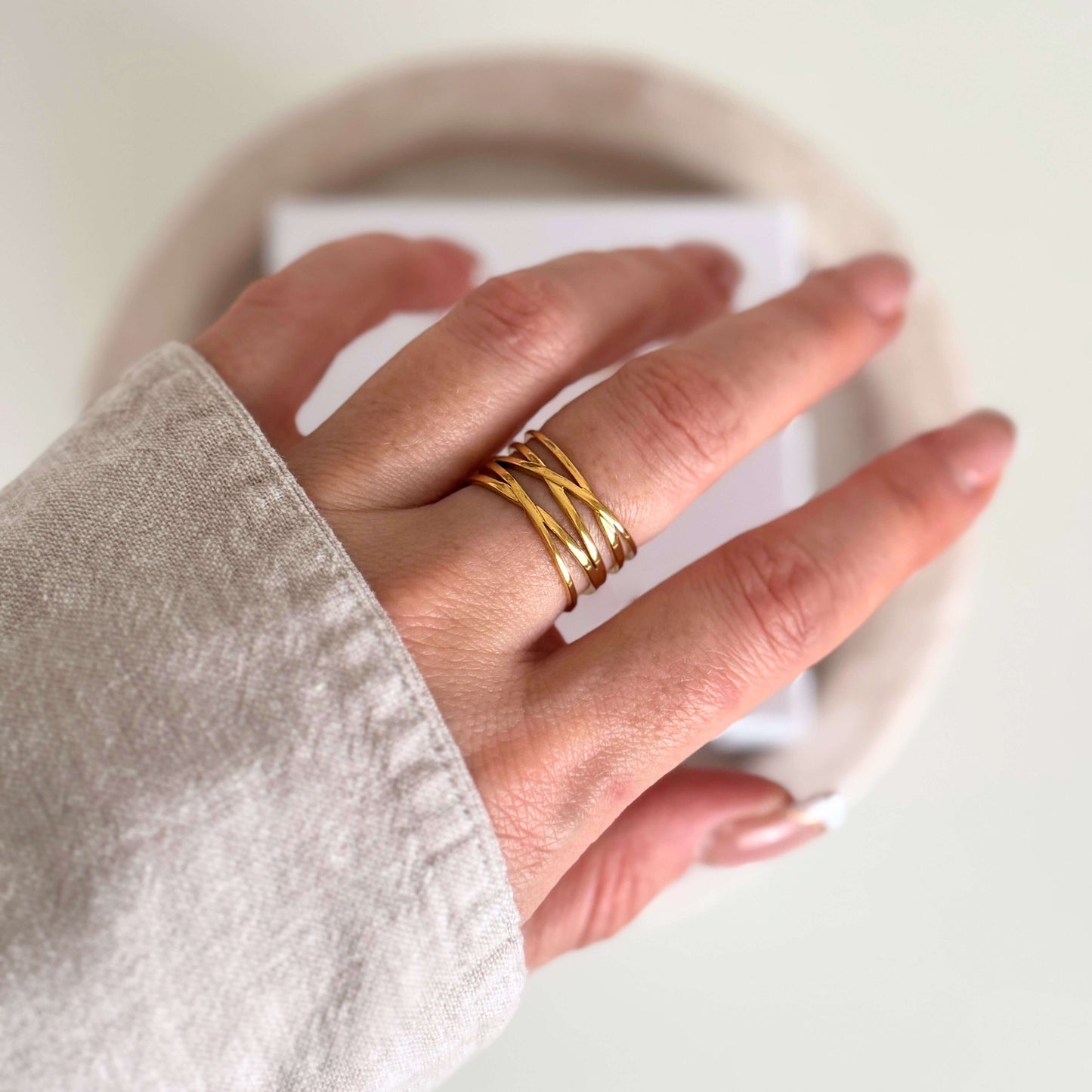 Criss Cross Gold Ring By Kataleya