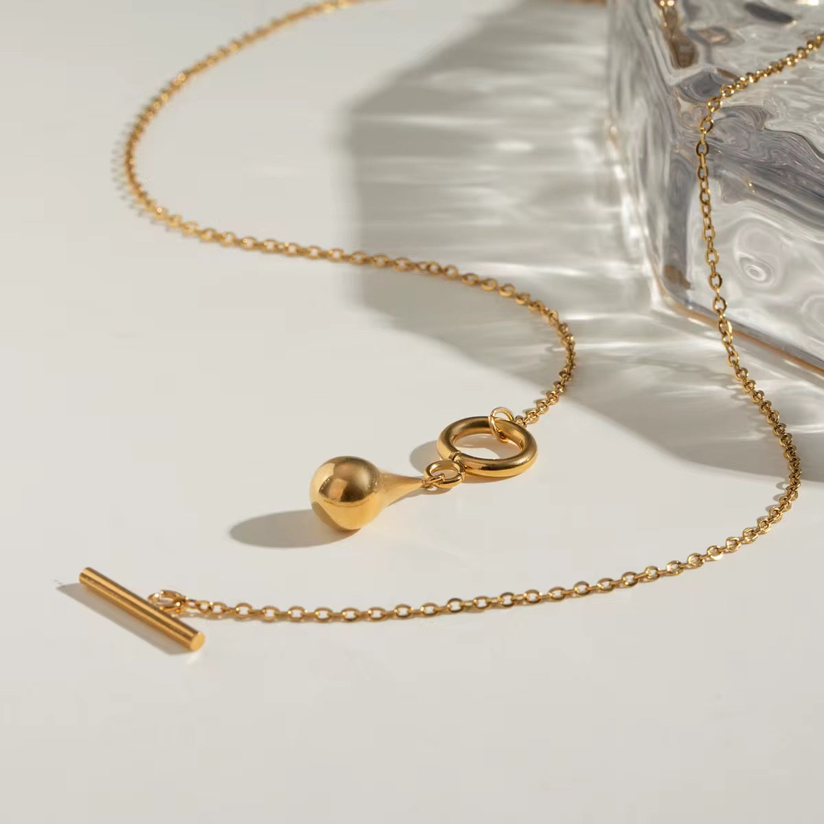 Teardrop T-Bar Necklace Gold by Kataleya