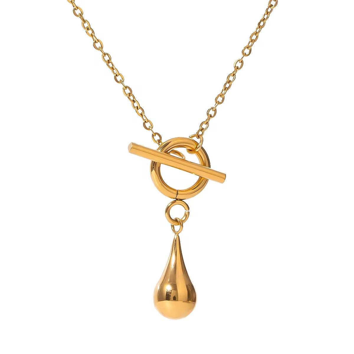 Teardrop T-Bar Necklace Gold by Kataleya