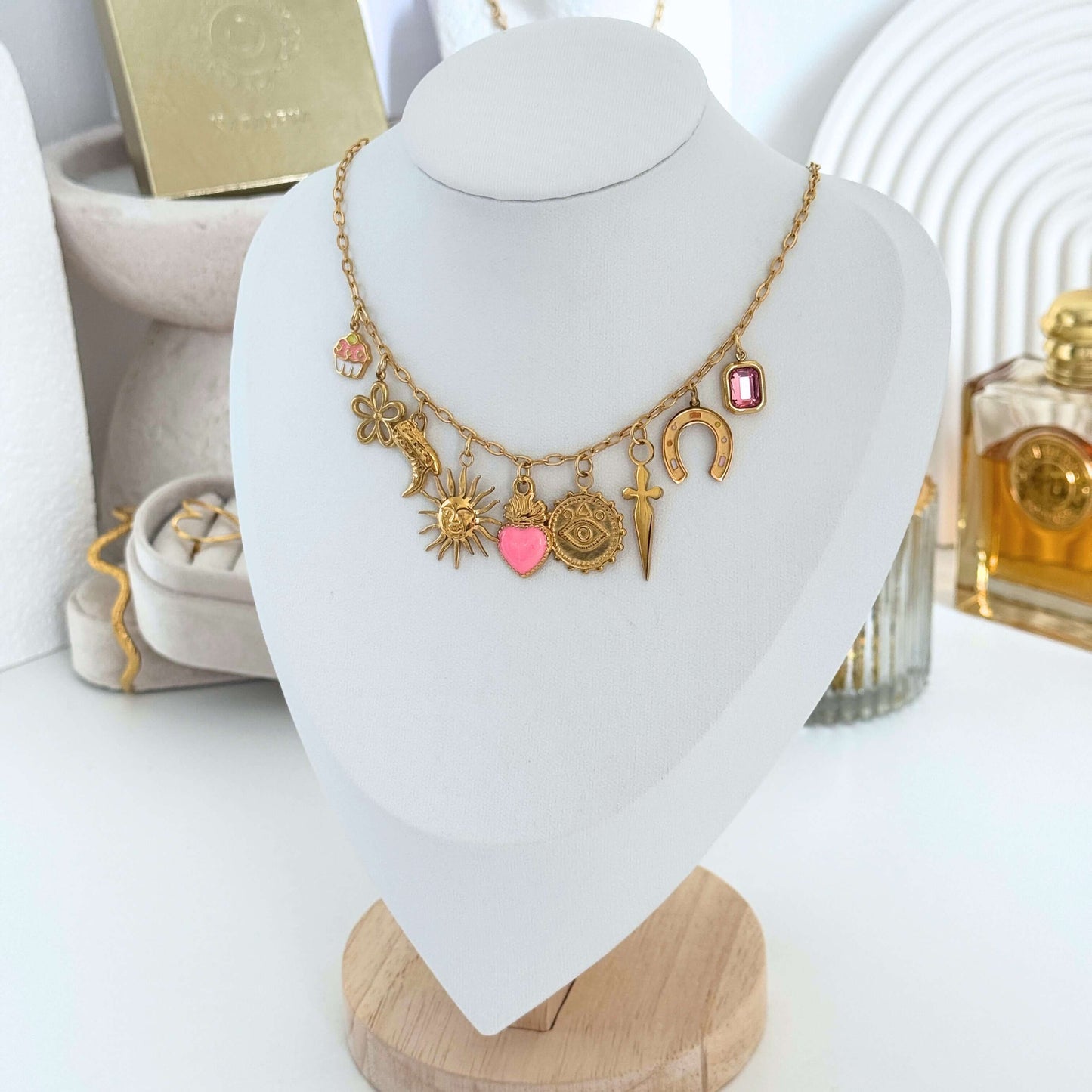 Dainty Multi Charm Necklace by Kataleya Jewellery