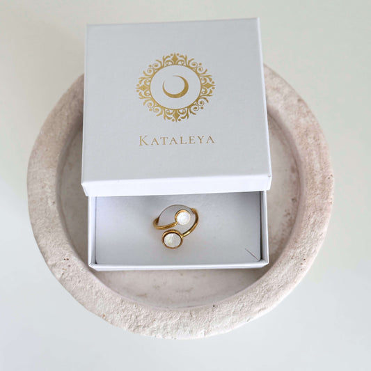 Double Gold Zircon Ring By Kataleya