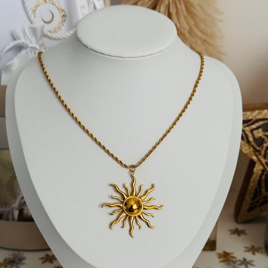 Charming Sun Gold Pendant Necklace by Kataleya