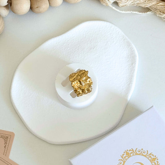 Freya Chunky Gold Hammered Cuff Ring by Kataleya Jewellery