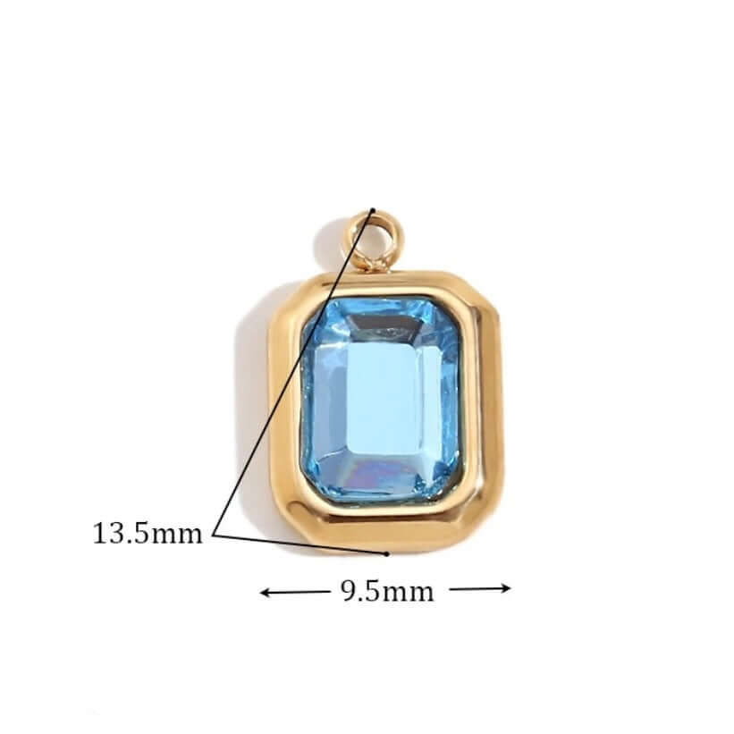 Blue Stone Charm in Gold for Personalised Jewelry Necklaces and Bracelets by Kataleya