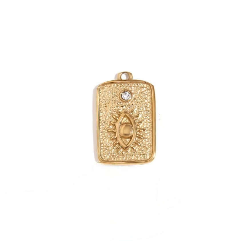 Evil Eye Rectangle Charm Gold by Kataleya