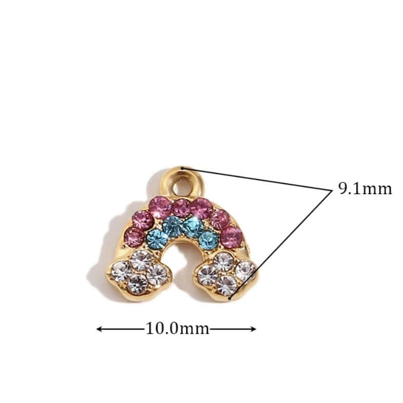 Gold Multicolour Mini Rainbow Charm for Personalised Jewelry Necklaces and Bracelets by Kataleya