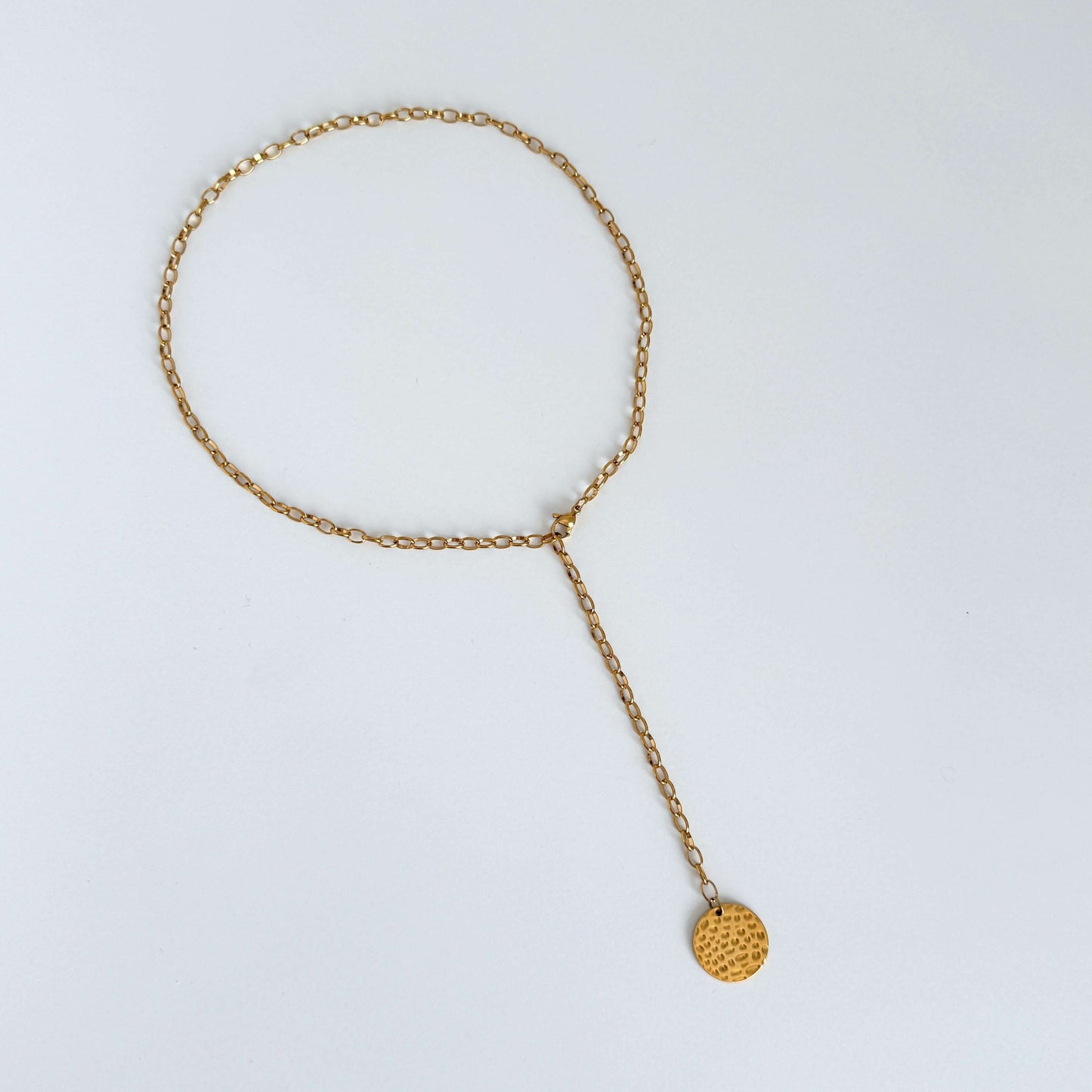Gold Disc Lariat By Kataleya Jewellery