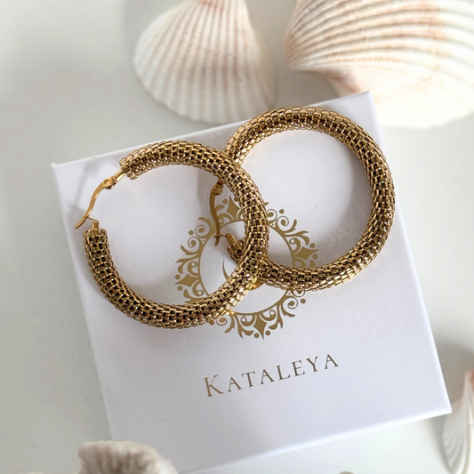 Golden Dune Hoop Earrings by Kataleya Jewellery