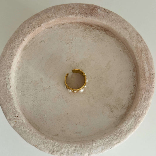 Gold Hammered Pearl Ring by Kataleya Jewellery