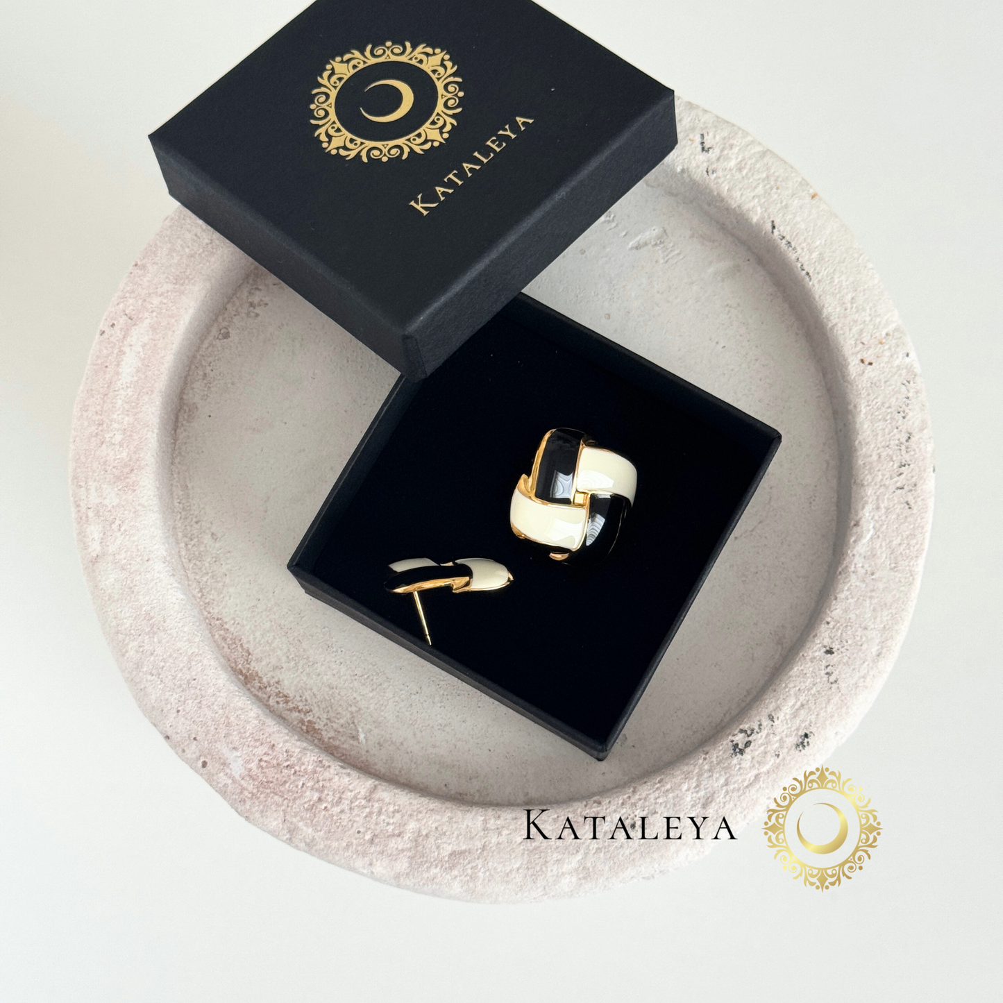 Noir Chic Enamel Earrings | Waterproof & Tarnish Free