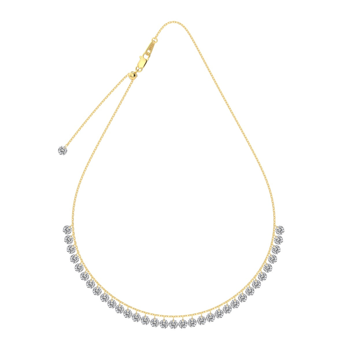 Gold Seraphine Aurora necklace with diamonds on a white background by Kataleya Jewellery