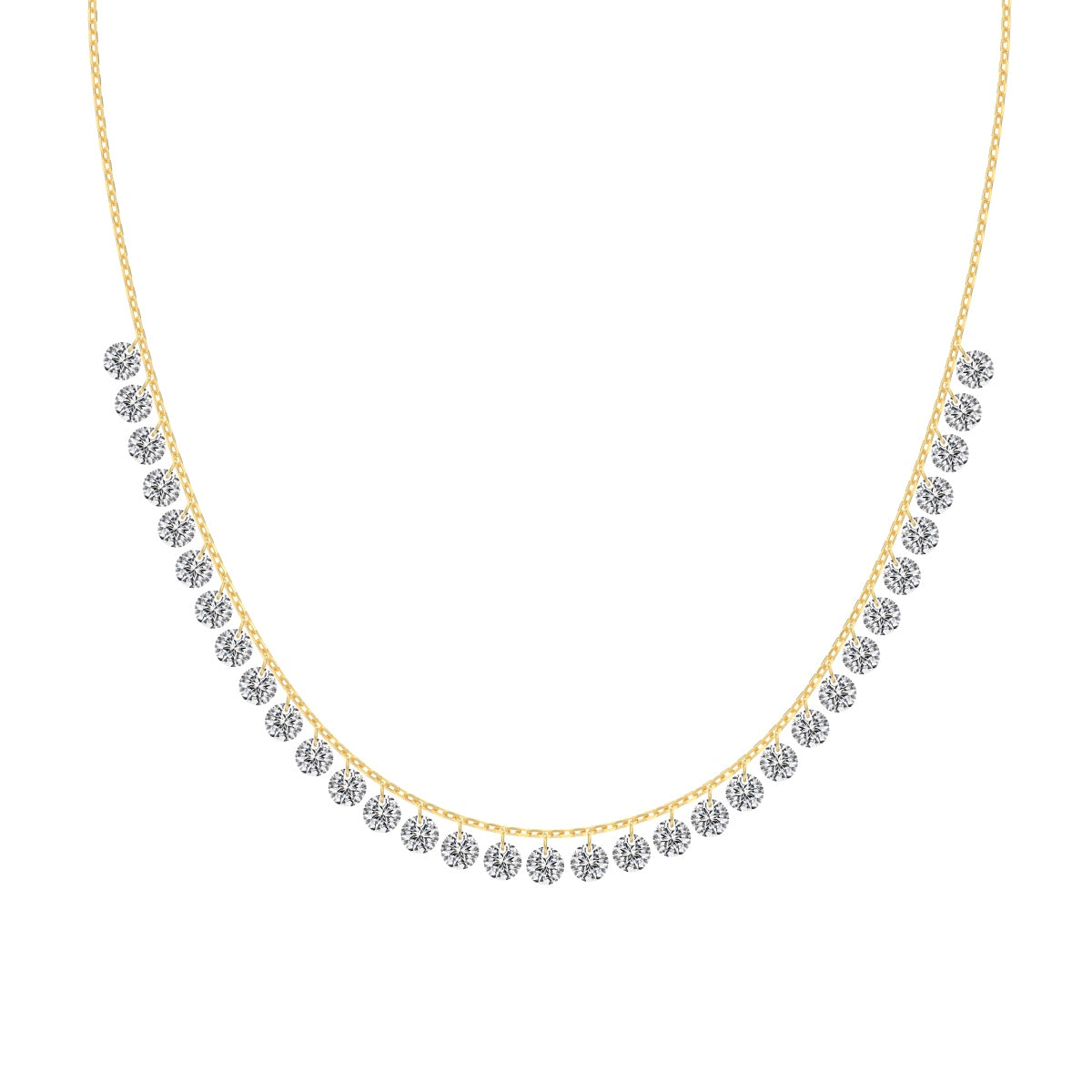 Gold Seraphine Aurora necklace with diamonds on a white background by Kataleya Jewellery