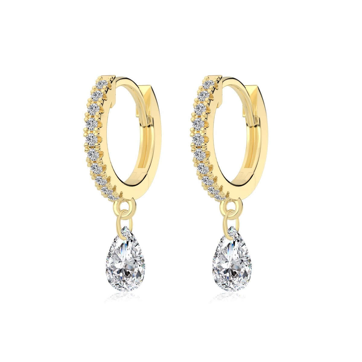 Seraphine Halo Earrings featuring sparkling details and a teardrop design in 14ct gold-plated sterling silver.
