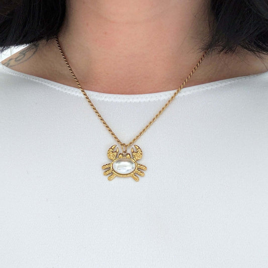 Pearl Crab Gold Pendant Necklace Kataleya