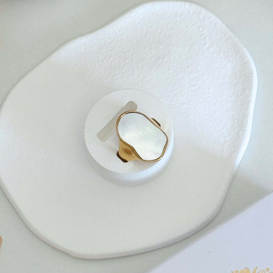 Selene White Shell Statement Ring by Kataleya Jewelry