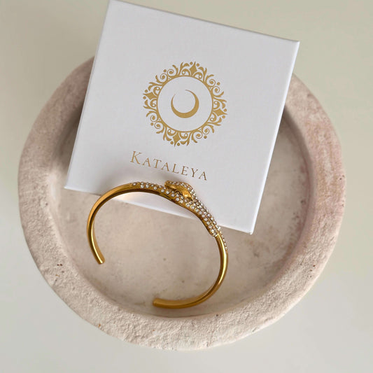 Gold Snake Cuff Bracelet Bangle by Kataleya