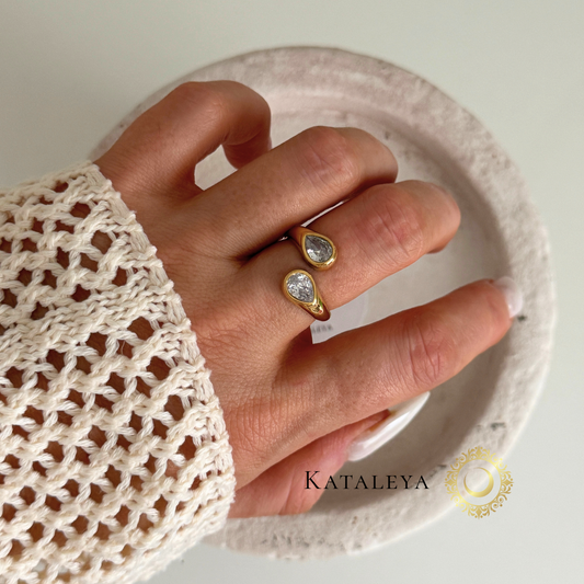 Twin Sparkle Wrap Ring by Kataleya Jewellery