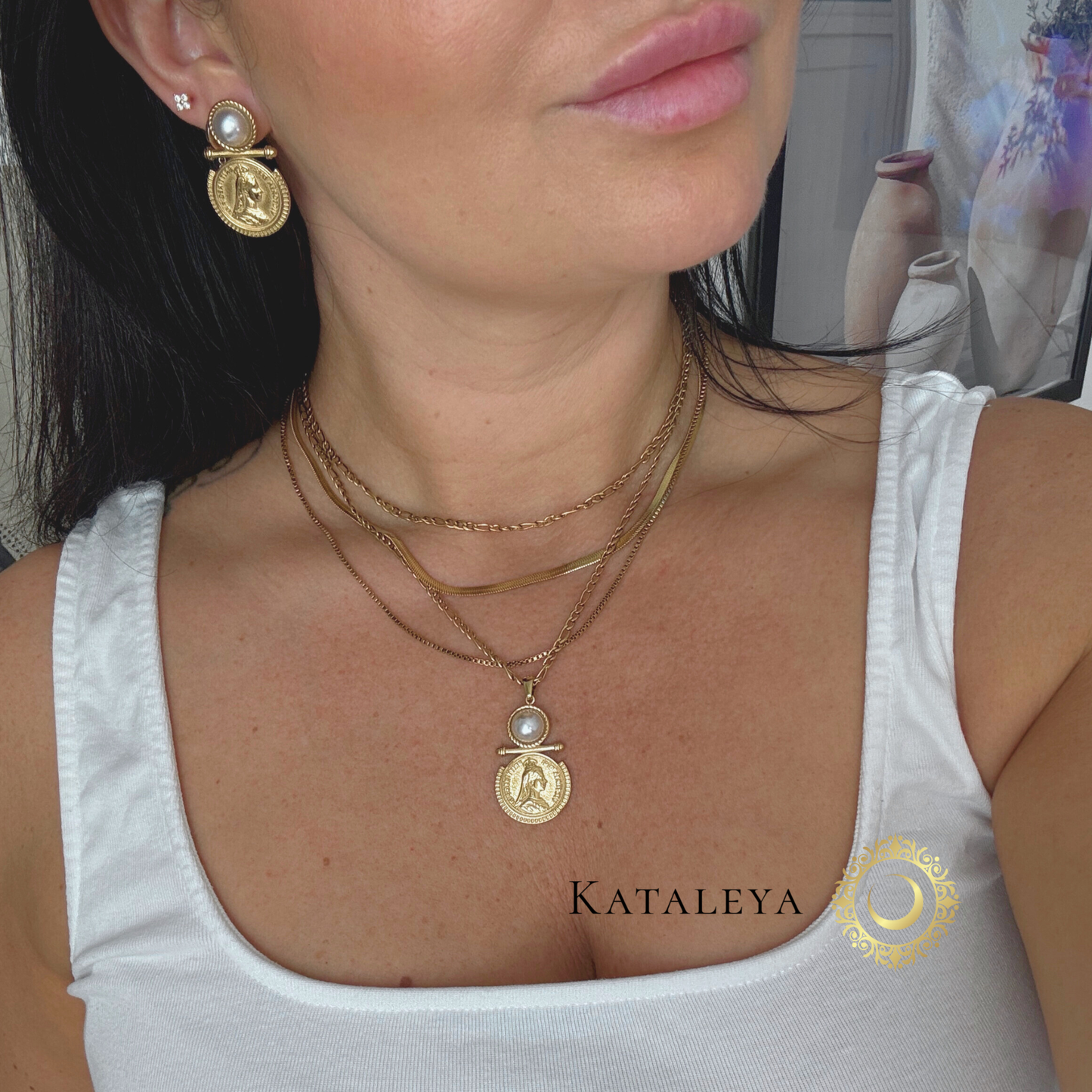 Aura Coin Pearl Necklace | Waterproof Jewelry