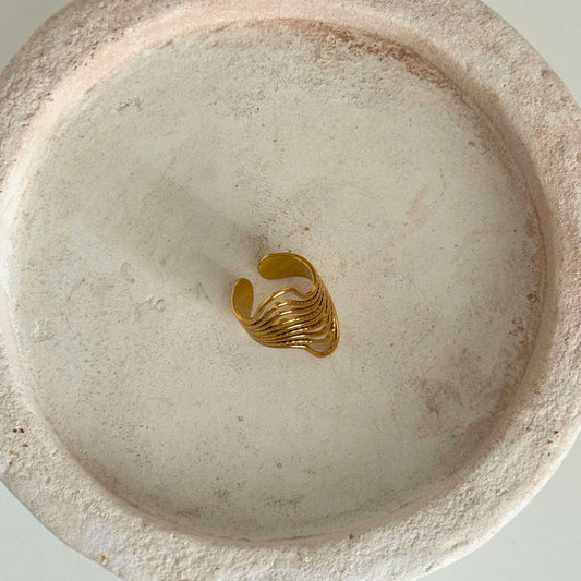 Gold Wave Statement Ring By Kataleya Jewellery