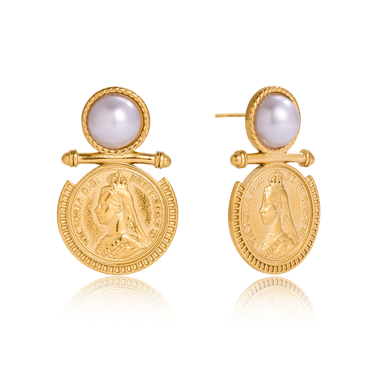 Aura Coin Pearl Earrings | Waterproof Jewelry