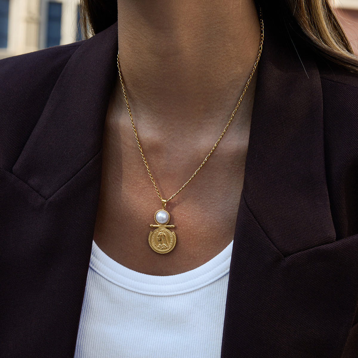 Aura Coin Pearl Necklace | Waterproof Jewelry