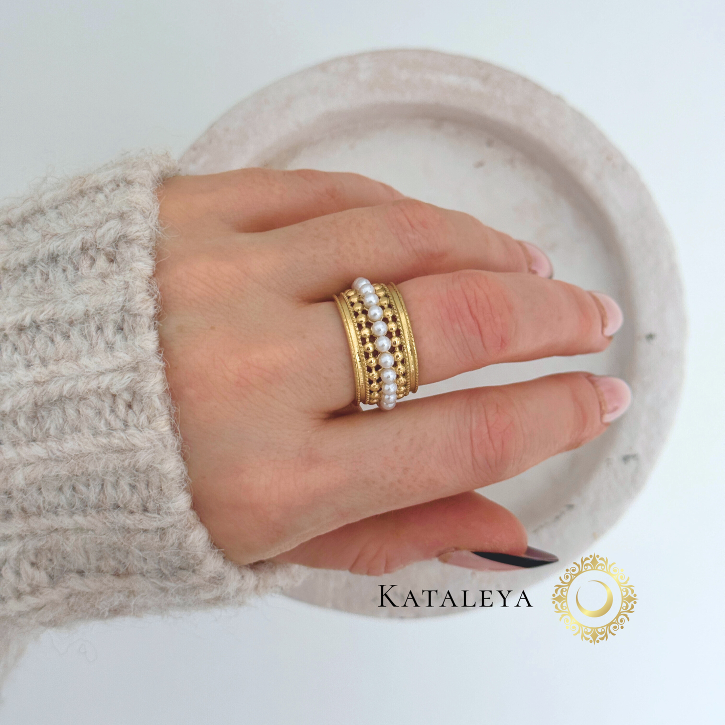 Aura Pearl Band Ring | Waterproof Jewellery