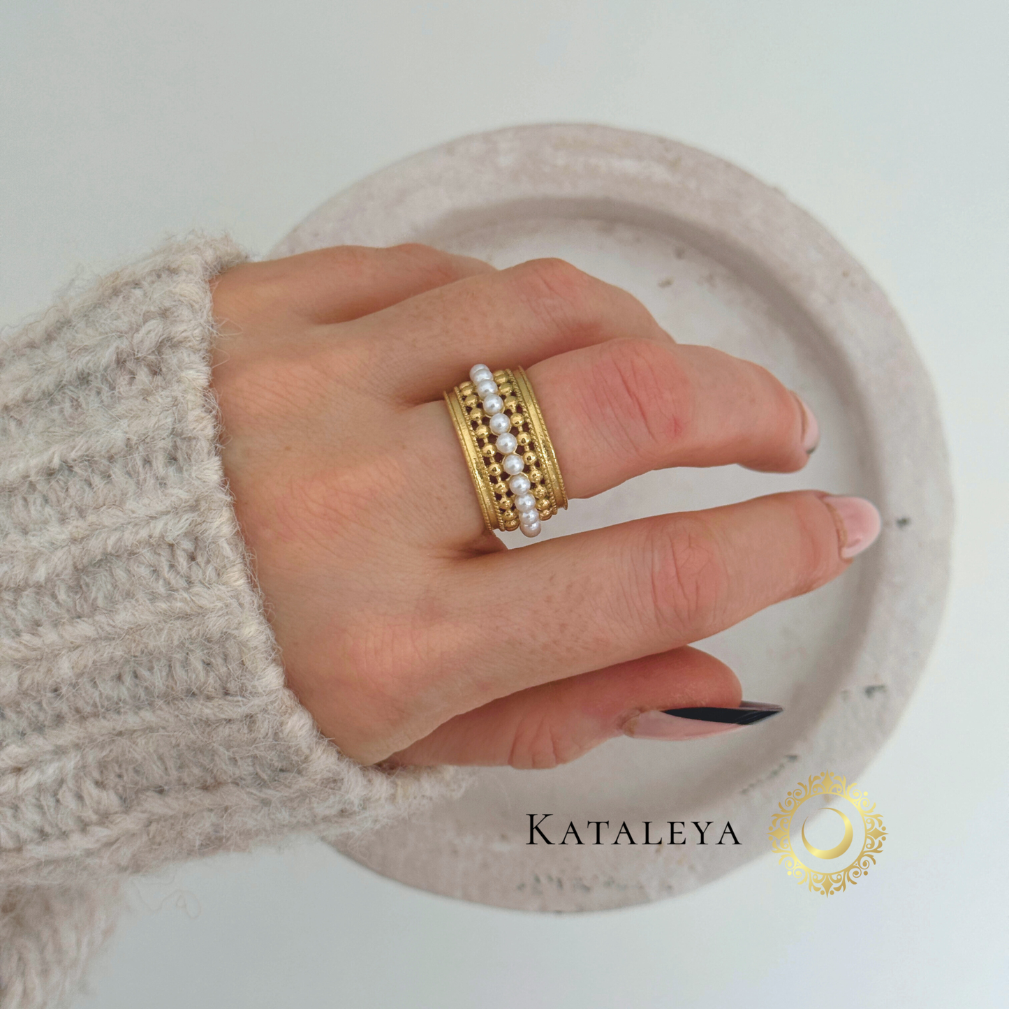 Aura Pearl Band Ring | Waterproof Jewellery