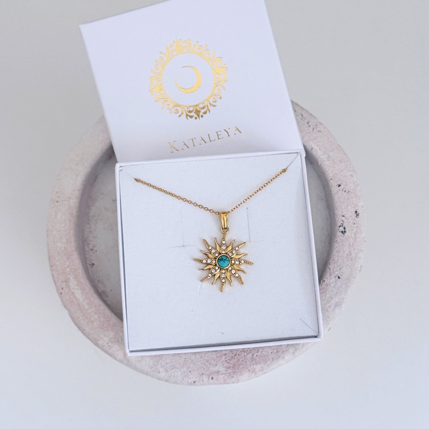 Nera Sun Necklace | Turquoise Sun Pendant Necklace