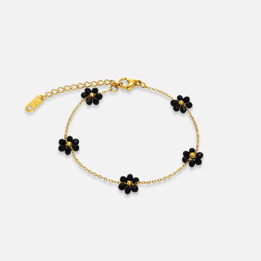 Black Daisy Gold Bracelet - Kataleya