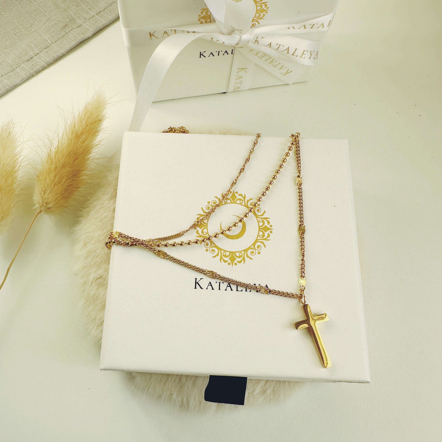 Layered Cross Gold Necklace - Waterproof & Tarnish Free by Kataleya