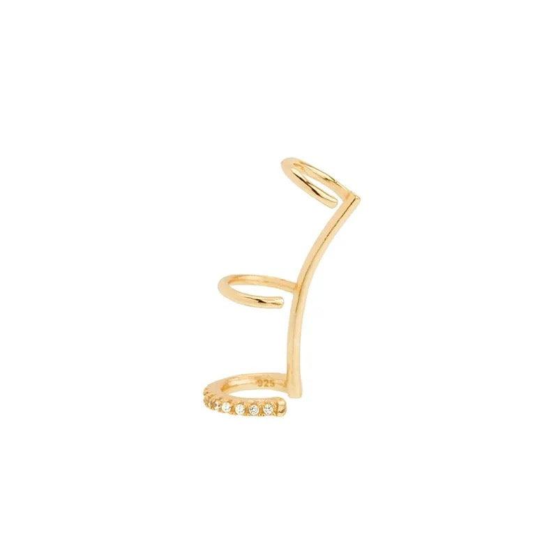 Gold Triple Ear Cuff with zirconia accents, crafted from 18k gold plated sterling silver for everyday elegance.